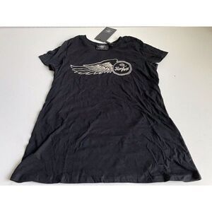 Harley Davidson Women's Sz M Ride Free Short Sleeve Cotton Tee Black Top T-Shirt